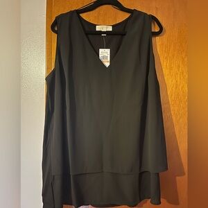 Michael Kors Black Asymmetrical Sleeveless Blouse